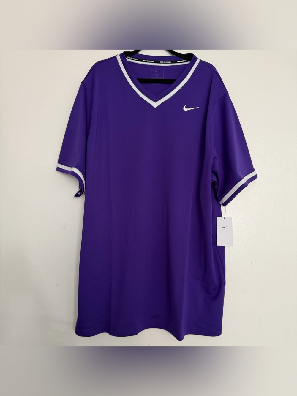 Men’s Nike Vapor Select V-Neck Baseball Jersey Purple Size 3XL